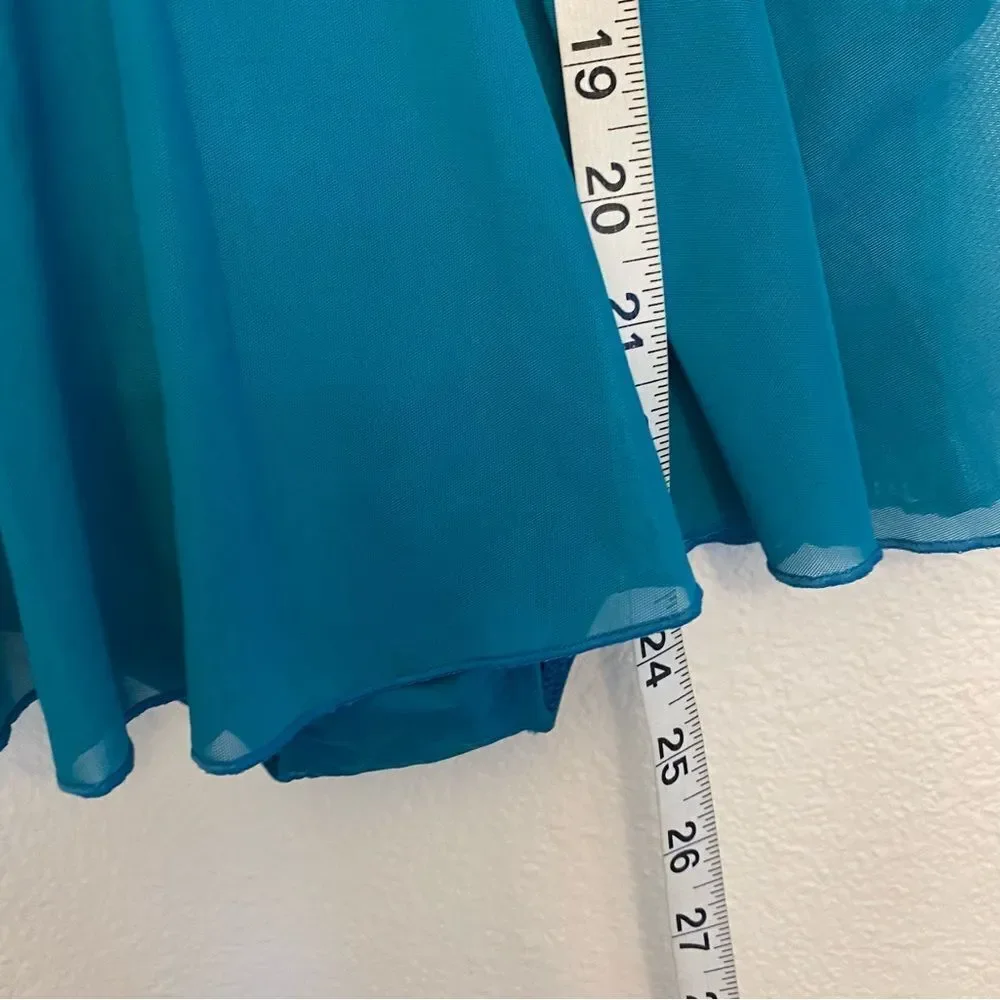 Capezio dance class costume ballet dress leotard lyrical Teal skirt LC child
